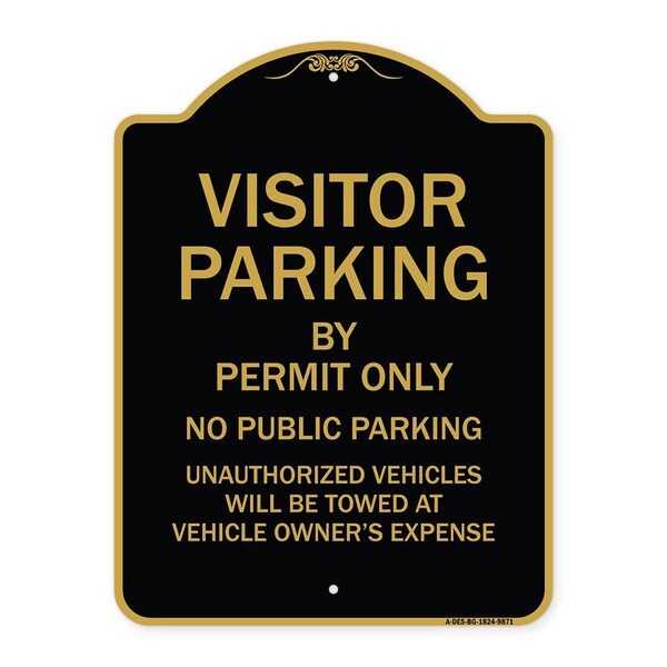 Signmission Designer Series-Visitor Parking By Permit Only No Public Parking Sign, 24" x 18", BG-1824-9871 A-DES-BG-1824-9871 - main